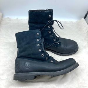 Timberland Teddy Fleece Fold Down Black Nubuck Boots